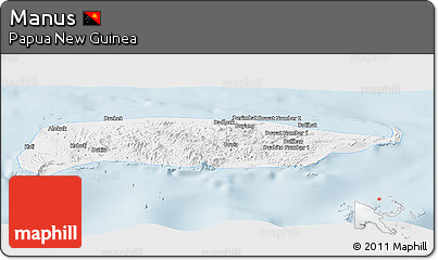 Gray Panoramic Map of Manus, single color outside