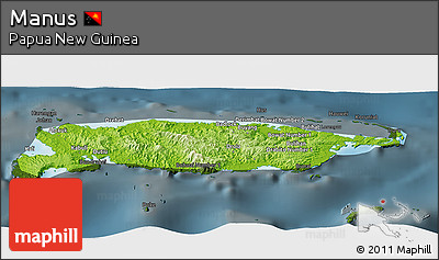 Physical Panoramic Map of Manus, darken