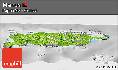 Physical Panoramic Map of Manus, desaturated
