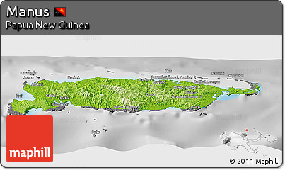 Physical Panoramic Map of Manus, desaturated