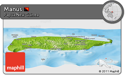 Physical Panoramic Map of Manus, political outside