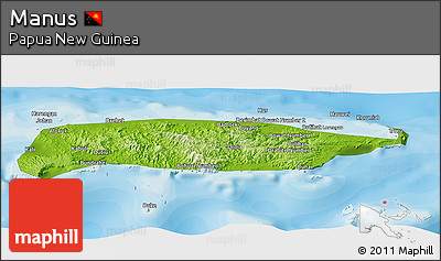 Physical Panoramic Map of Manus, political outside