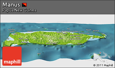Physical Panoramic Map of Manus, satellite outside