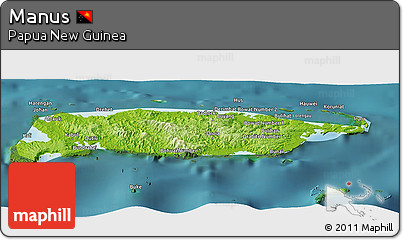Physical Panoramic Map of Manus, satellite outside