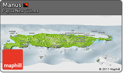 Physical Panoramic Map of Manus, semi-desaturated