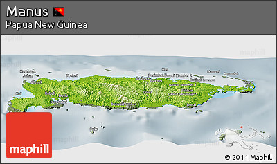 Physical Panoramic Map of Manus, semi-desaturated
