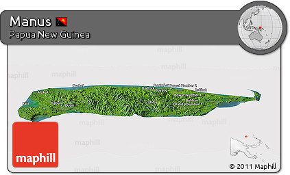 Satellite Panoramic Map of Manus, cropped outside