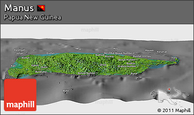 Satellite Panoramic Map of Manus, desaturated