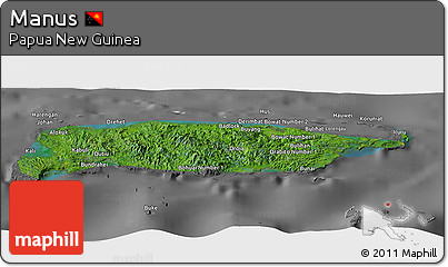 Satellite Panoramic Map of Manus, desaturated