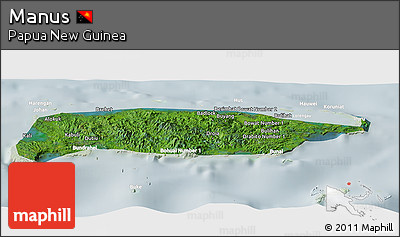 Satellite Panoramic Map of Manus, lighten