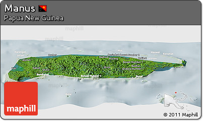 Satellite Panoramic Map of Manus, lighten