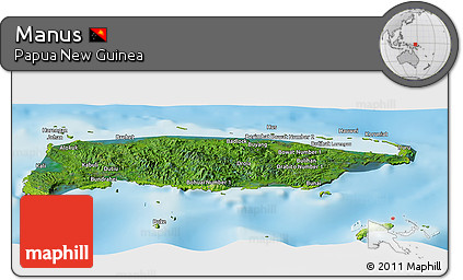Satellite Panoramic Map of Manus, physical outside