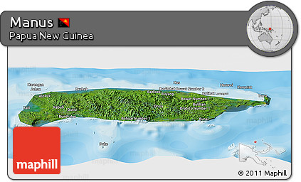 Satellite Panoramic Map of Manus, political outside