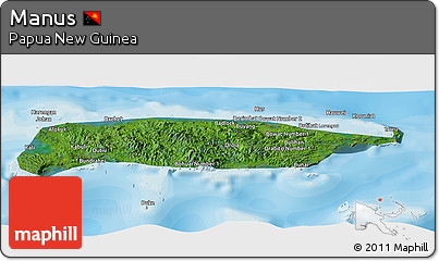 Satellite Panoramic Map of Manus, political outside