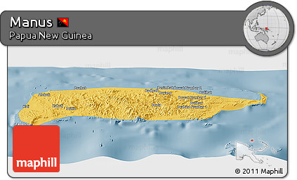 Savanna Style Panoramic Map of Manus, single color outside