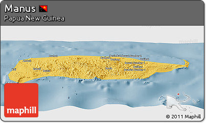 Savanna Style Panoramic Map of Manus, single color outside