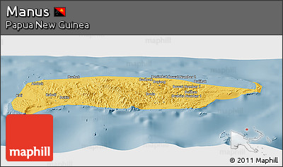 Savanna Style Panoramic Map of Manus, single color outside