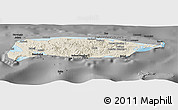 Shaded Relief Panoramic Map of Manus, darken, desaturated