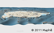 Shaded Relief Panoramic Map of Manus, darken