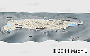 Shaded Relief Panoramic Map of Manus, darken, semi-desaturated