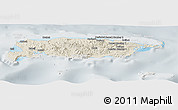 Shaded Relief Panoramic Map of Manus, lighten, semi-desaturated