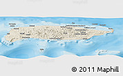 Shaded Relief Panoramic Map of Manus, political outside