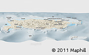 Shaded Relief Panoramic Map of Manus, semi-desaturated