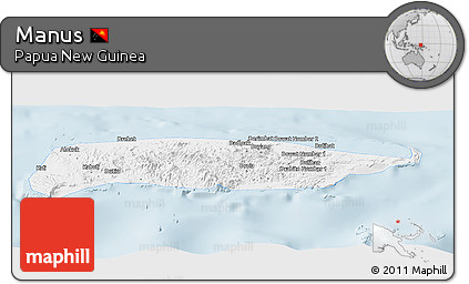 Silver Style Panoramic Map of Manus, single color outside