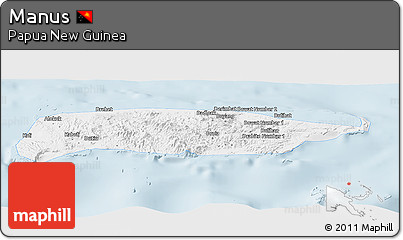 Silver Style Panoramic Map of Manus, single color outside