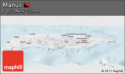 Silver Style Panoramic Map of Manus, single color outside