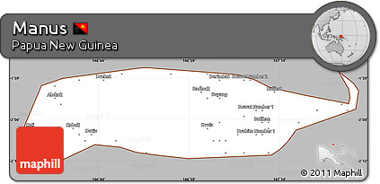 Gray Simple Map of Manus, cropped outside