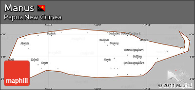 Gray Simple Map of Manus, cropped outside