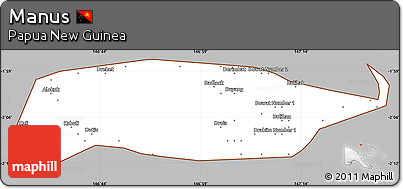 Gray Simple Map of Manus, cropped outside