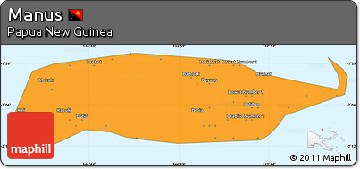 Political Simple Map of Manus, single color outside