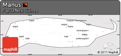 Silver Style Simple Map of Manus, cropped outside
