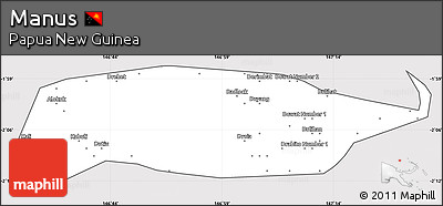 Silver Style Simple Map of Manus, cropped outside