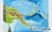 Physical Map of Papua New Guinea, darken, semi-desaturated, land only