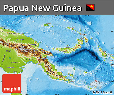 Physical Map of Papua New Guinea