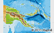 Physical Map of Papua New Guinea, political outside