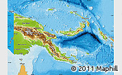 Physical Map of Papua New Guinea, political shades outside