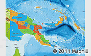 Political Map of Papua New Guinea, physical outside