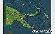 Satellite Map of Papua New Guinea, darken