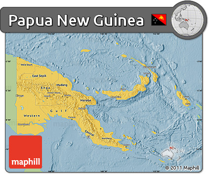 Savanna Style Map of Papua New Guinea, single color outside