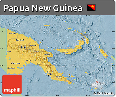 Savanna Style Map of Papua New Guinea, single color outside