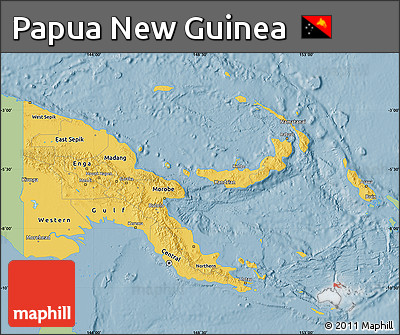 Savanna Style Map of Papua New Guinea, single color outside