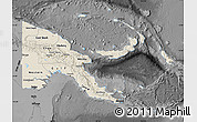 Shaded Relief Map of Papua New Guinea, darken, desaturated