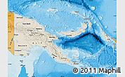 Shaded Relief Map of Papua New Guinea, political outside, shaded relief sea