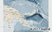 Shaded Relief Map of Papua New Guinea, semi-desaturated