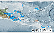 Political 3D Map of Milne Bay, semi-desaturated