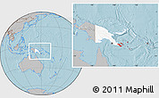 Gray Location Map of Milne Bay, highlighted country, within the entire country, hill shading